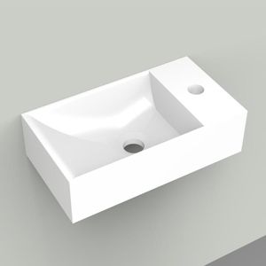 Fontein Arcqua Marble Free 40x22x12 cm Kraangat Rechts Glanzend Wit