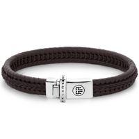 Rebel and Rose RR-L0137-S Armband Dual Twisted Brown leder-zilver bruin S 16,5 cm