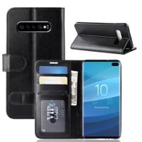 R64 Textuur enkele vouw horizontale Flip lederen Case voor Galaxy S10 PLUS, met houder & kaartsleuven & portemonnee (zwart)