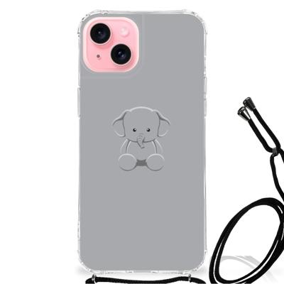 iPhone 15 Plus Stevig | Bumper Hoesje | Grijs Baby Olifant