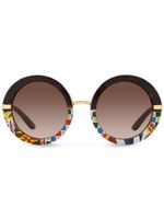 Dolce & Gabbana Eyewear lunettes de soleil rondes à effet écailles de tortue - Marron