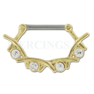 Tepelpiercing klik goudkleurig lauwerkrans