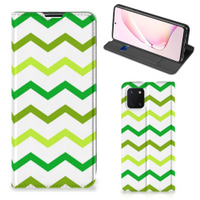 Samsung Galaxy Note 10 Lite Hoesje met Magneet Zigzag Groen - thumbnail