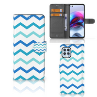 Motorola Moto G100 Telefoon Hoesje Zigzag Blauw