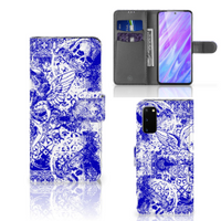 Telefoonhoesje met Naam Samsung Galaxy S20 Angel Skull Blauw - thumbnail