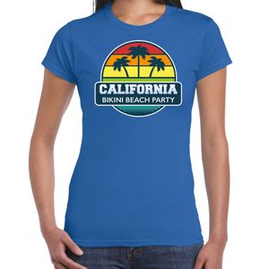 California zomer t-shirt / shirt California bikini beach party blauw voor dames