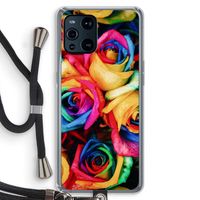 Neon bloemen: Oppo Find X3 Pro Transparant Hoesje met koord
