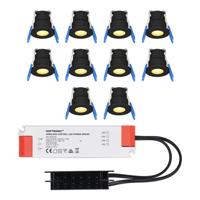 Set van 10 Milano LED Mini Inbouwspots met trafo - 12 Volt 3 Watt 200 lumen - Plat 34mm - 2700K - IP65 waterdicht - Zwart