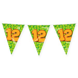 Paperdreams Verjaardag 12 jaar thema Vlaggetjes - Feestversiering - 10m - Folie - Dubbelzijdig   -