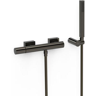 Douchekraan Tres Project | Opbouw | Mengkraan | 1-weg | hoh 15 cm | 1-knop | Rond | Zwart metallic
