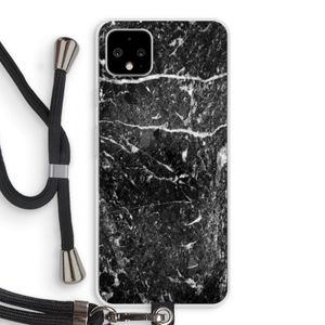 Zwart marmer: Pixel 4 XL Transparant Hoesje met koord
