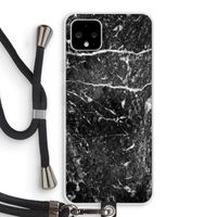 Zwart marmer: Pixel 4 XL Transparant Hoesje met koord