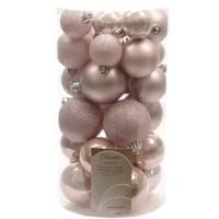 Decoris kerstballen - 30x st - lichtroze - 4-5-6 cm - kunststof - kerstversiering