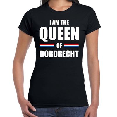 I am the Queen of Dordrecht Koningsdag t-shirt zwart voor dames