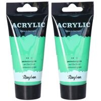 Acrylverf/hobbyverf op waterbasis - 2x - groen - 75 ml - Schilderen/knutselen