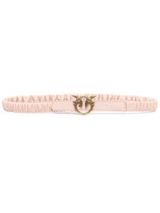 PINKO ceinture en peau lainée à plaque logo - Rose