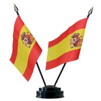 Spanje tafelvlaggetjes set - dubbele vlaggetjes op 1 standaard - 10 x 15 cm mini vlaggen