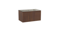 Storke Ribs zwevend badmeubel 95 x 52 cm notenhout met Diva enkele wastafel in top solid zijdegrijs, Verticale symmetrische rechte ribbel