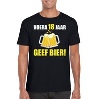 Hoera 18 jaar geef bier t-shirt zwart heren