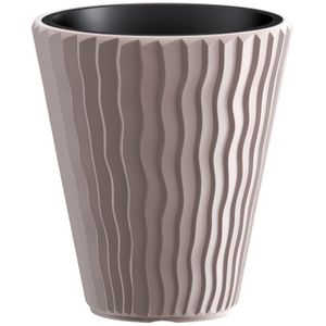 Plantenpot/bloempot Sand Waves - buiten/binnen - kunststof - beige - D39 x H43 cm