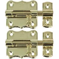 AMIG schuifslot/plaatgrendel - 2x - staal - 3 x 3.3 cm - messing afwerking - goud - deur - poort