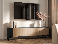 Tv-meubel MARIS 200 cm mat zwart/artisan eik