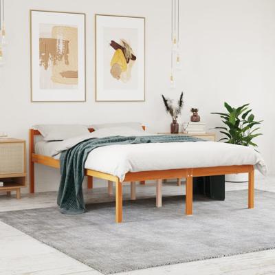 Seniorenbed 135x190 cm massief grenenhout wasbruin