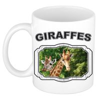 Dieren liefhebber giraffe mok 300 ml - giraffen beker - feest mokken - thumbnail