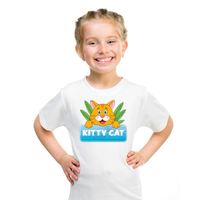 T-shirt wit voor kinderen met Kitty Cat XL (158-164)  -