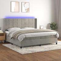 Boxspring met matras en LED fluweel lichtgrijs 200x200 cm