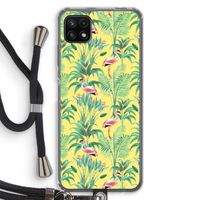 Flamingo party: Samsung Galaxy A22 5G Transparant Hoesje met koord