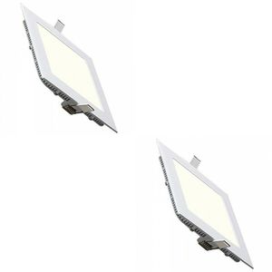 LED Downlight Slim 2 Pack - Inbouw Vierkant 3W - Natuurlijk Wit 4200K - Mat Wit Aluminium - 89mm