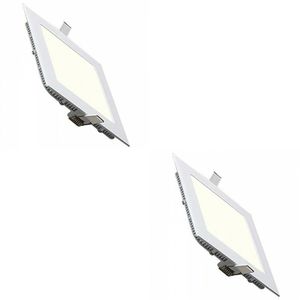 LED Downlight Slim 2 Pack - Inbouw Vierkant 3W - Natuurlijk Wit 4200K - Mat Wit Aluminium - 89mm