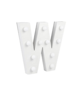 Letter W met licht hoogte 17 cm breedte 18 cm