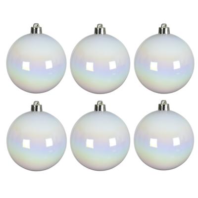 Decoris Kerstballen - 6x st - wit parelmoer - D8 cm - kunststof - kerstversiering Decoris Kerstballen - 6x st - wit parelmoer - D8 cm - kunststof - kerstversiering