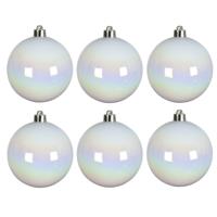 Decoris Kerstballen - 6x st - wit parelmoer - D8 cm - kunststof - kerstversiering