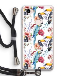 Bloemen tukan: Pixel 3 Transparant Hoesje met koord