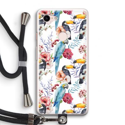 Bloemen tukan: Pixel 3 Transparant Hoesje met koord