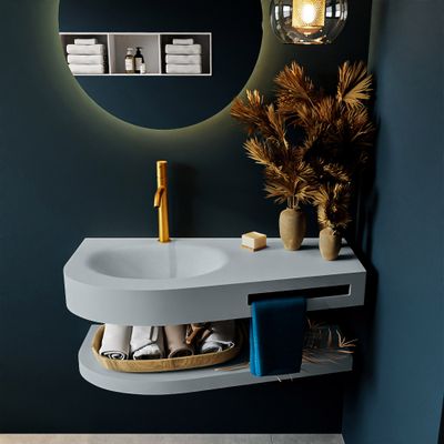 MONDIAZ RIVA 100cm Wastafel met planchet kleur Clay. Wastafel DULCET links 1 kraangaten kleur Clay. MONDIAZ RIVA 100cm Wastafel met planchet kleur Clay. Wastafel DULCET links 1 kraangaten kleur Clay.