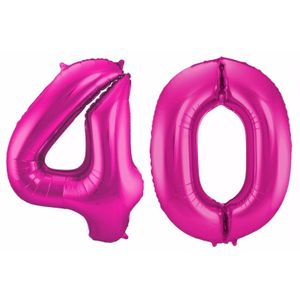 Cijfer 40 ballon roze 86 cm