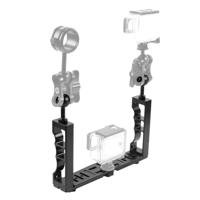 PULUZ verstelbare duiken Dual hand-held CNC aluminium lamp arm houder voor duiken onderwater fotografie systeem