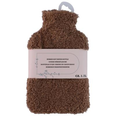 Warmwaterkruik - bruin - 1,75L - teddy hoes - bedkruik - kruik - kruik met hoes