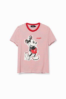 Gestreept T-shirt met Mickey Mouse - RED - S