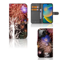 iPhone 14 Pro Max Wallet Case met Pasjes Vuurwerk - thumbnail