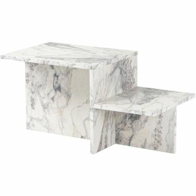 Hoofdtafel Harmony Wit Grijs 80 x 40 x 40 cm Marmer