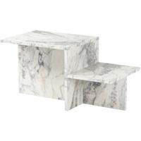 Hoofdtafel Harmony Wit Grijs 80 x 40 x 40 cm Marmer