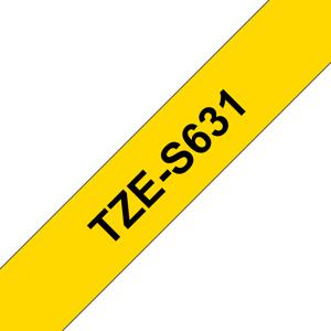 Brother TZe-S631 Labeltape extra sterk klevend Tapekleur: Geel Tekstkleur: Zwart 12 mm 8 m