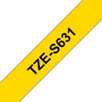 Brother TZe-S631 Labeltape extra sterk klevend Tapekleur: Geel Tekstkleur: Zwart 12 mm 8 m
