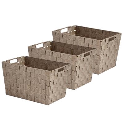 Kast/badkamer opbergmandjes - Set van 3x stuks - beige - 35 x 25 x 20 cm - 10 liter - opbergmandjes