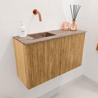 Toiletmeubel Mondiaz Joya Dlux | 70 cm | Meubelkleur Oak | Faye wastafel Arena Wasbak Links | Zonder kraangat(en)